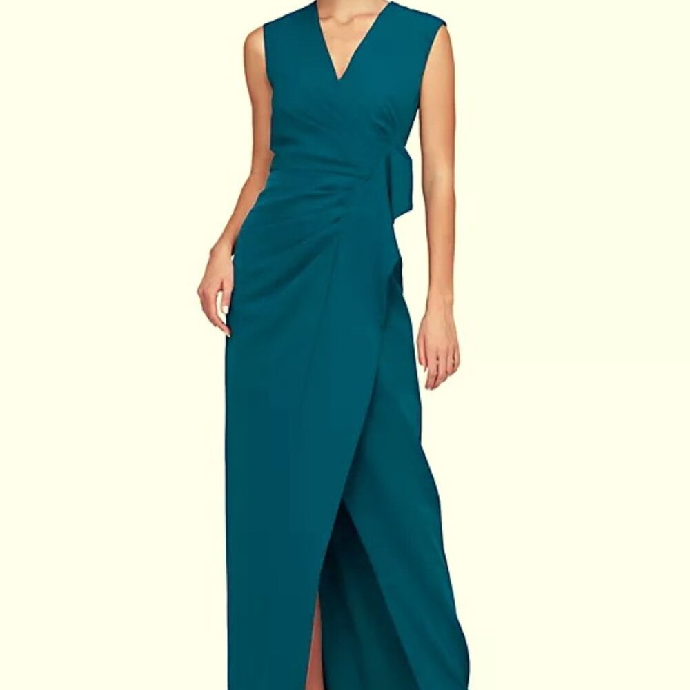 Kay Unger Dark Ink Blue Frances Column Gown